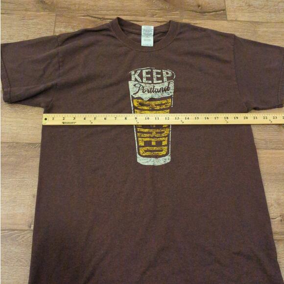VTG Gildan Keep Portland Beered Weird Adult Large Shirt IPA Lager Cider Brown - Picture 5 of 6